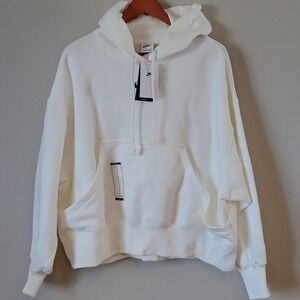 Nike Womens Phoenix Fleece Center Swish Oversized Sm  White Pullover Hoodie NWT